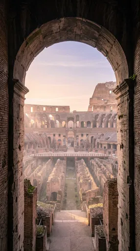Roman Colosseum Interior Through Stone Archway