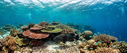 Peacock Grouper Swimming Over Coral Reef