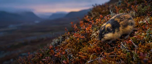 Norwegian Lemming on Autumn Tundra