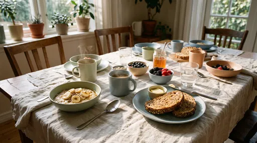 Sunlit Healthy Breakfast Table with Oatmeal