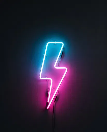 Cyan and Magenta Neon Lightning Bolt