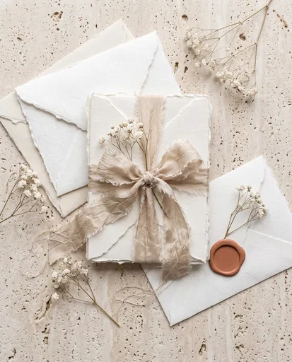 Handmade Envelopes with Silk Ribbon Flat Lay