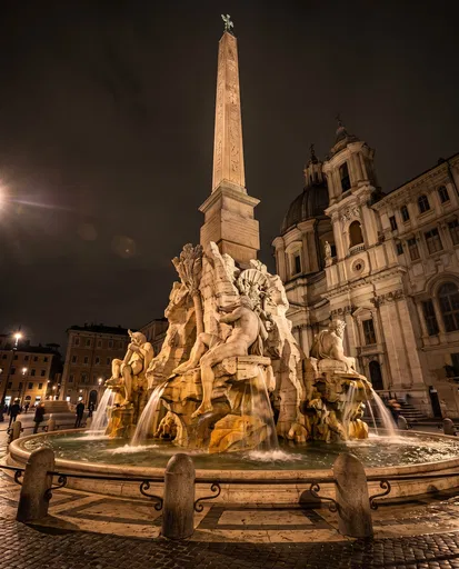 Fontana dei Quattro Fiumi at Night