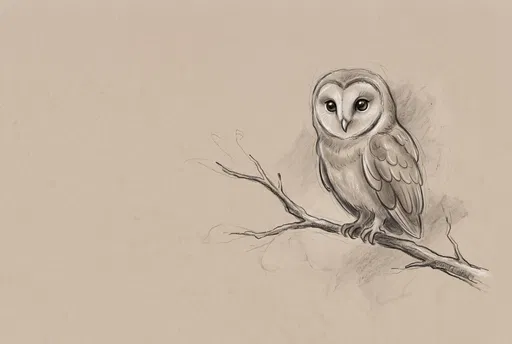 Barn Owl Pencil Sketch on Toned Paper