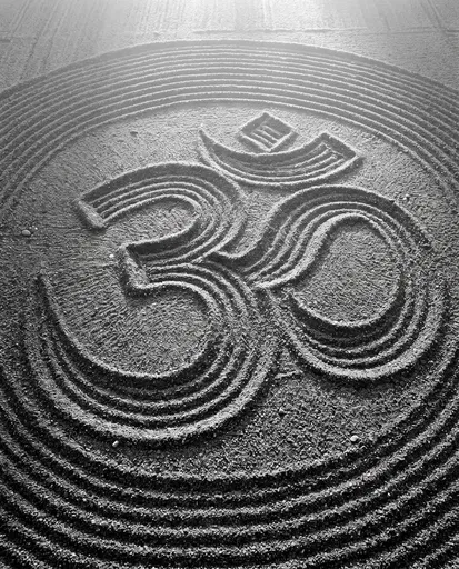 Monochrome Om Symbol in Zen Gravel