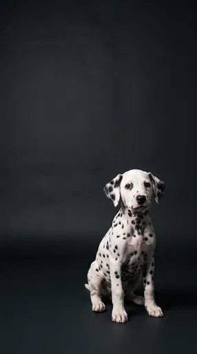 Dalmatian Puppy Studio Portrait on Charcoal