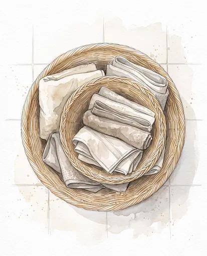 Watercolor Nested Laundry Baskets With Linens