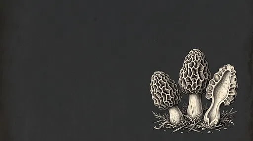 Vintage Ink Illustration of Morel Mushrooms