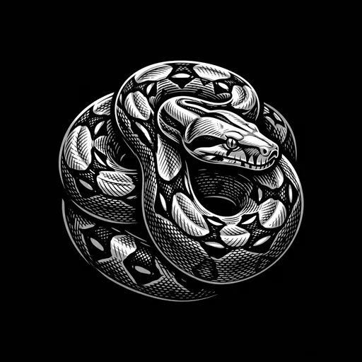 Monochrome Coiled Boa Constrictor Emblem
