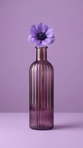 Violet Anemone in Fluted Purple Bottle