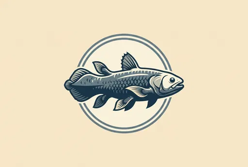 Minimal Vector Coelacanth Fish Emblem Illustration
