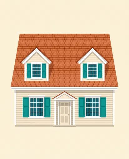 Cape Cod Cottage Front Elevation Illustration