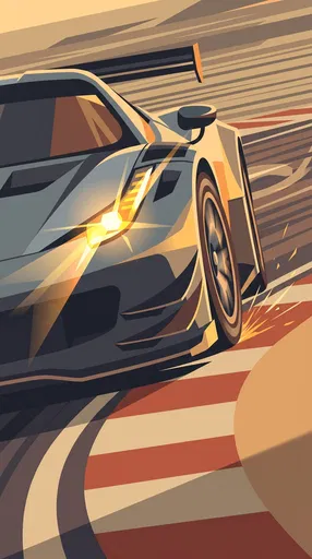 Vector Illustration of GT Race Car Cornering