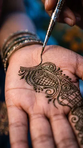 Macro Close-Up of Henna Application