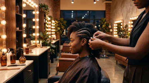 Stylist Braiding Hair in Warm Salon