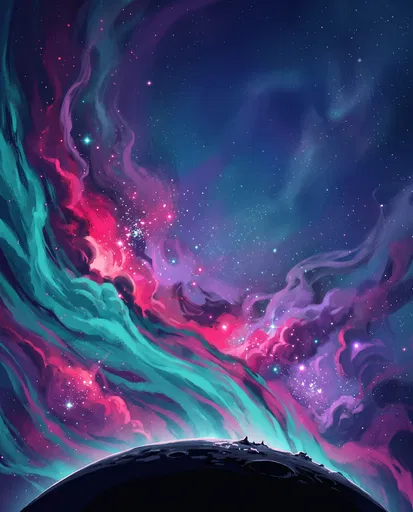 Magenta and Teal Cosmic Nebula Illustration