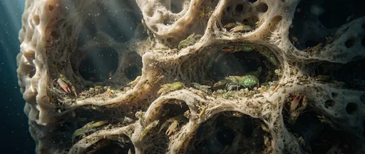 Snapping Shrimp Colony Inside Porous Sea Sponge