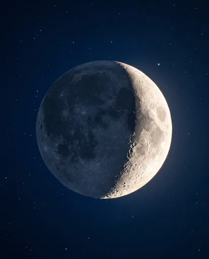 Glowing Crescent Moon in Starry Sky