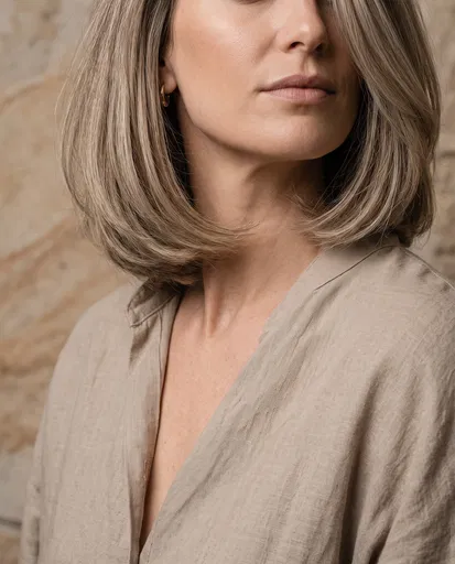 Ash Blonde Bob Haircut Close Up