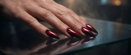 Burgundy Cat's Eye Stiletto Nails on Glass