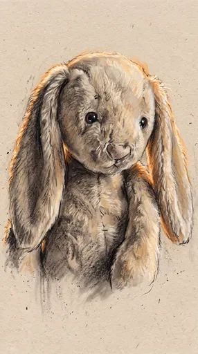 Pastel Drawing of Plush Floppy-Eared Bunny