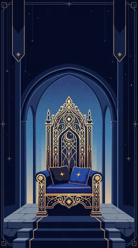 Ornate Blue and Gold Royal Throne Illustration