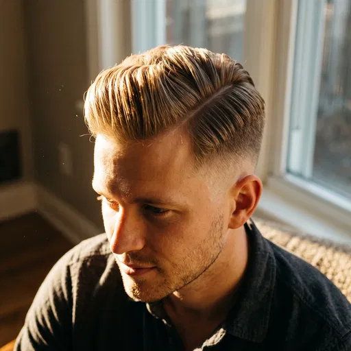 Blonde Man With Pompadour Haircut in Sunlight