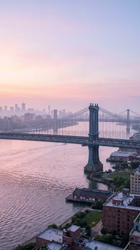 Manhattan Bridge Over East River at Dawn