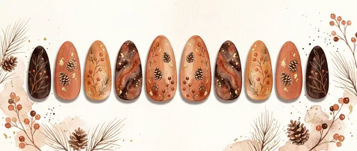 Watercolor Winter Berry Nail Art Illustration