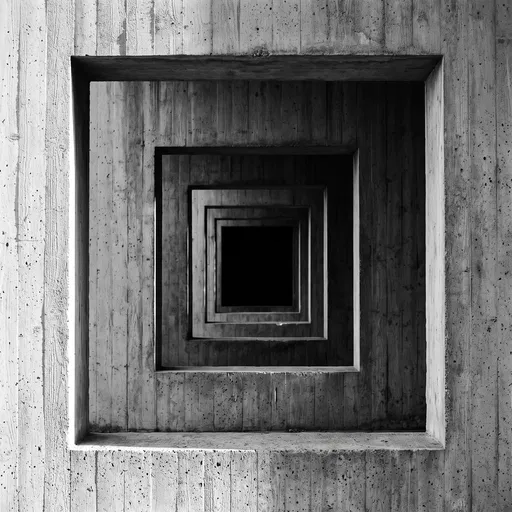 Receding Brutalist Concrete Square Frames