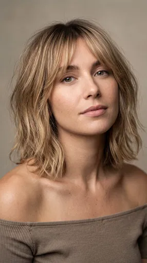 Woman With Sandy Blonde Clavicut Hairstyle