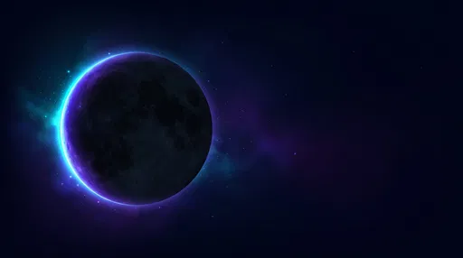 Glowing New Moon in Cosmic Sky