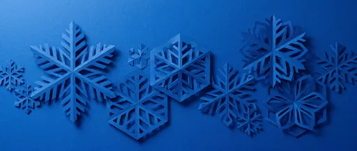 Cobalt Blue Paper-Cut Snowflakes Banner