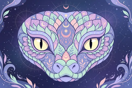 Mystic Pastel Serpent Face Illustration