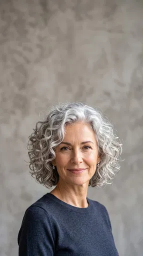 Mature Woman With Silver Curly Bob