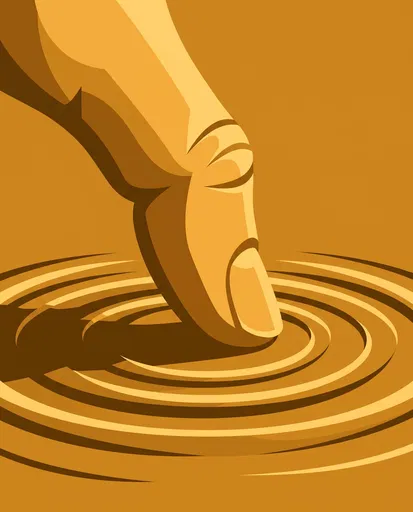 Golden Vector Finger Pressing Ripple Surface