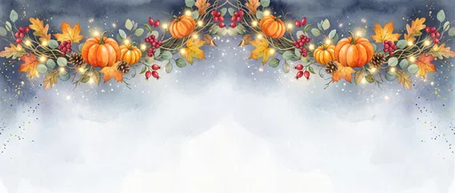 Watercolor Autumn Pumpkin Garland Banner