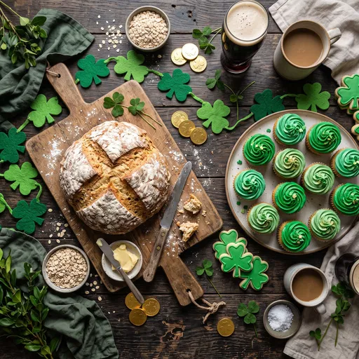 St. Patrick's Day Bread and Cupcakes Spread
