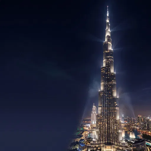 Illuminated Burj Khalifa at Night