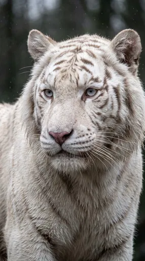 Close-Up Portrait of a White Tiger
