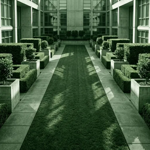Symmetrical Modern Courtyard Lawn