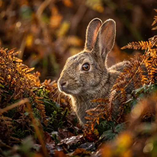 Wild Rabbit in Autumn Bracken