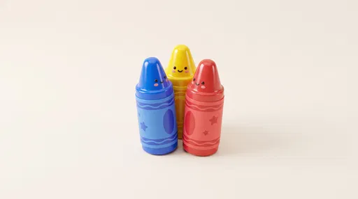 Three Smiling Toy Crayons