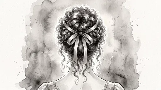 Monochrome Watercolor Regency Updo Illustration