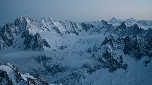 Blue Hour Snow-Capped Mountain Peaks
