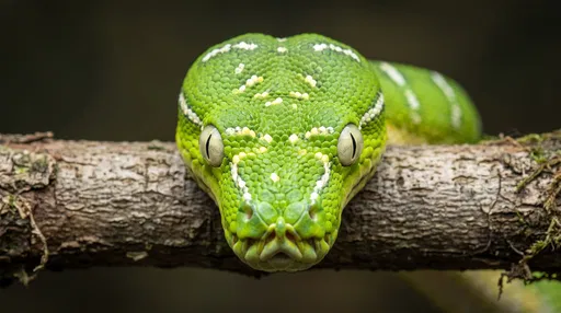 Macro Closeup of Green Tree Boa Head
