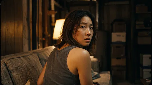 Anxious Woman Looking Over Shoulder