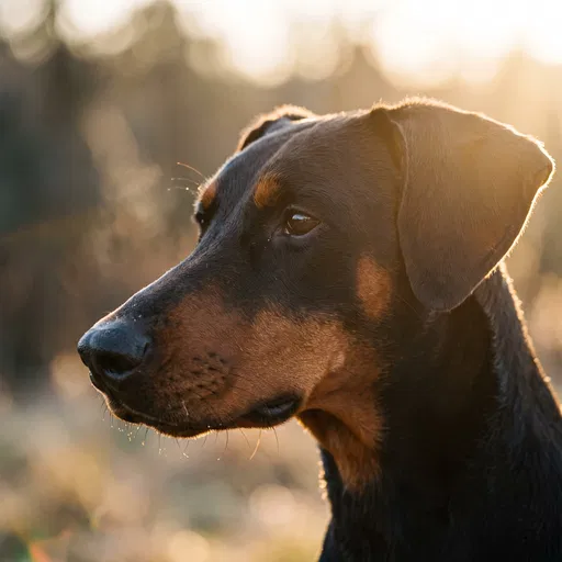 Backlit Doberman Pinscher Profile Portrait
