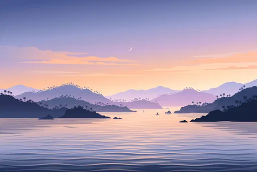 Pastel Tropical Island Archipelago Illustration