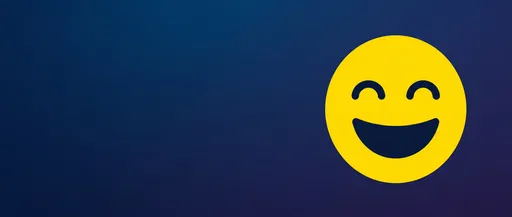 Yellow Grinning Face Icon on Blue Background